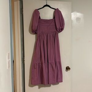 Poplin sleeve midi dress